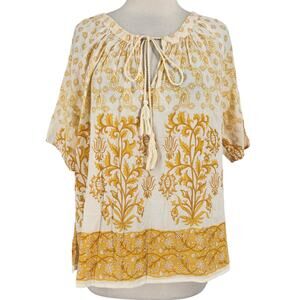Cynthia Rowley Cotton Floral Paisley Blouse Top Size Large